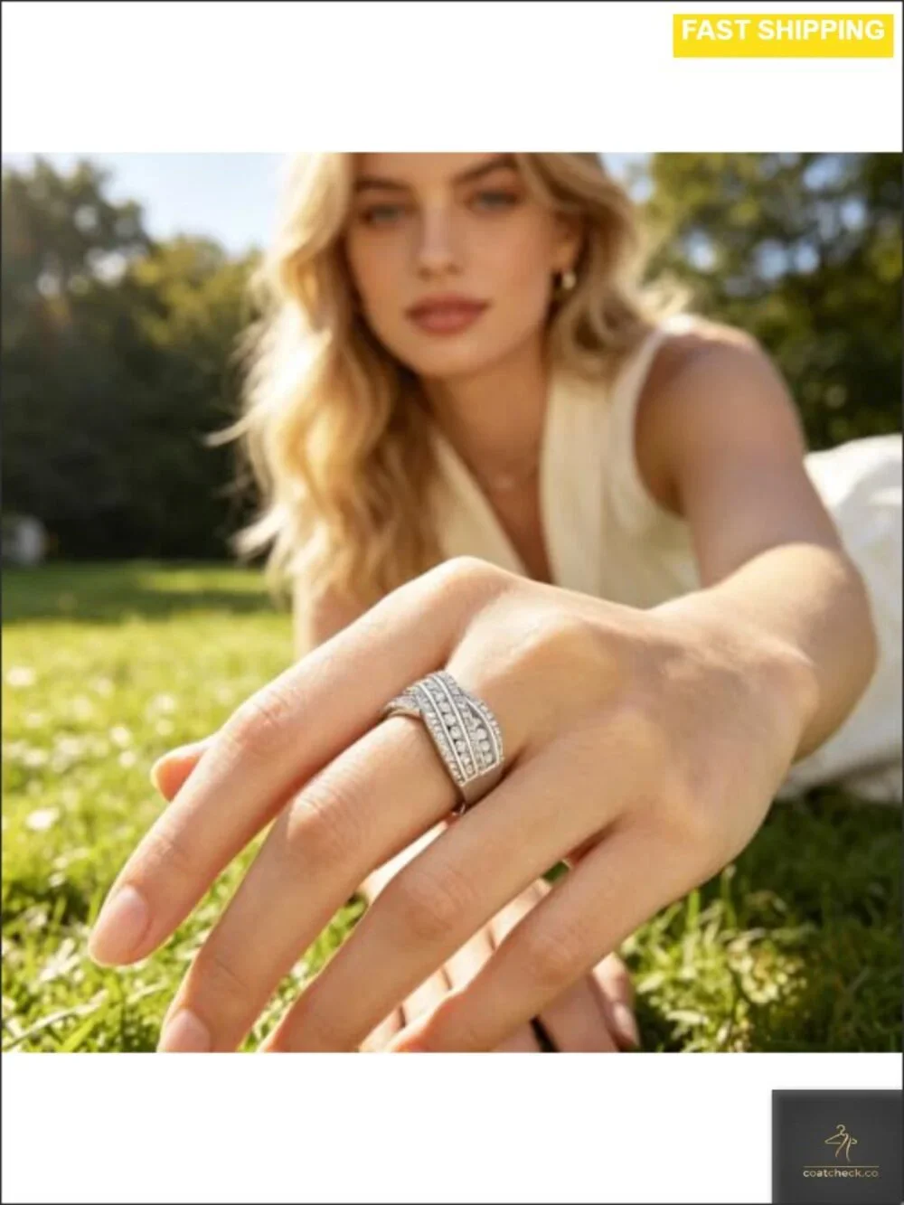 Sterling Silver Moissanite Wedding Band Ring Women Anniversary